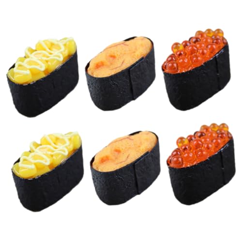 YARNOW 6Stücke Teiliges Künstliches Sushi Realistisches Sushi für Restaurants und Partydekoration Langlebig und Farbecht für Frühe Bildung und Fotorequisiten von YARNOW