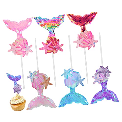 YARNOW 6Stücke Teiliges Meerjungfrau Cupcake Topper Glitzernde Kuchendekoration Für Meerjungfrau Themenpartys Geburtstagsfeiern Und Besondere Anlässe Sicher Und Charmant Für Ihre YARNOW 6Stücke Teiliges Meerjungfrau Cupcake Topper Glitzernde Kuchendekoration Für Meerjungfrau Themenpartys Geburtstagsfeiern Und Besondere Anlässe Sicher Und Charmant Für Ihre von YARNOW