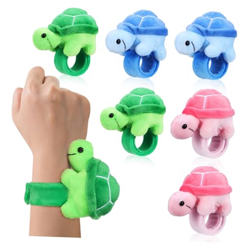 YARNOW 6Stücke Teiliges Plüsch Schildkröten Slap Armband für Interaktive Tierarmbänder und Partys Deko und von YARNOW
