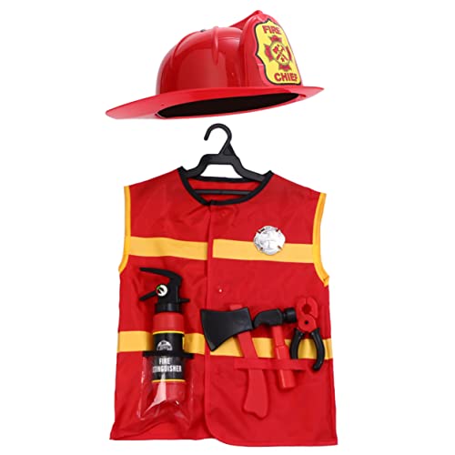 YARNOW 7Stücke Teiliges Feuerwehrmann Kostüm Set für Cosplay Outfit mit Weste Hut Werkzeugen und Abzeichen für Rollenspiele und Kreative YARNOW 7Stücke Teiliges Feuerwehrmann Kostüm Set für Cosplay Outfit mit Weste Hut Werkzeugen und Abzeichen für Rollenspiele und Kreative von YARNOW