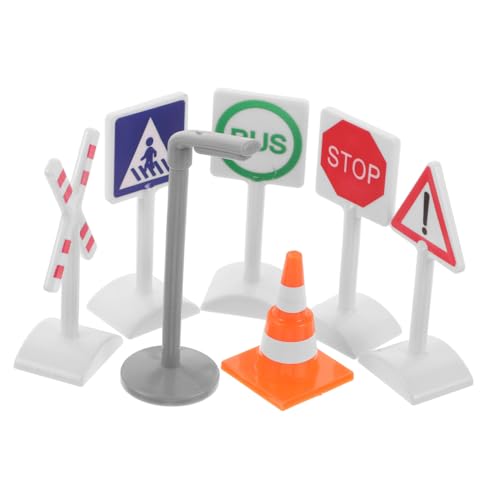 YARNOW 7 Stück Verkehrsstraßen Spielzeug Miniatur Verkehrszeichen für Kinder Holzautos Sicher für Familien Realistisches von YARNOW