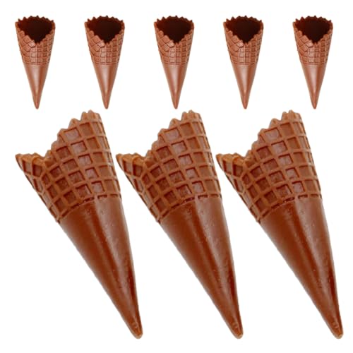 YARNOW 8 Stück Kegelmodellspielzeug Gefälschte Eiswaffel Simulieren Eiswaffel Dekorationen Party Bunt Realistisch Kind Stellen Sie Sich Eistüten Vor EIS-Miniatur EIS-Requisiten Kaffee PVC von YARNOW