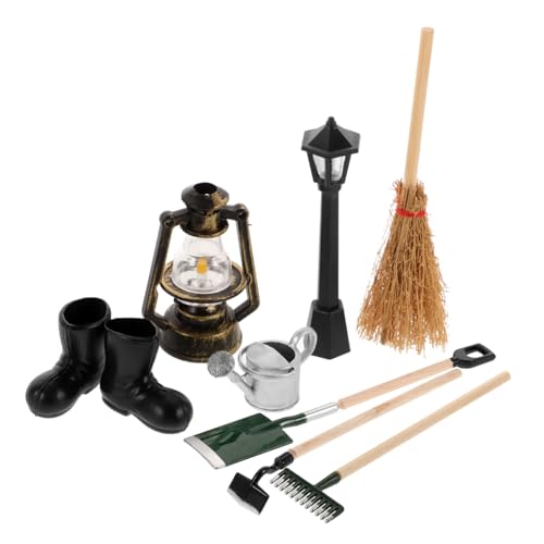 YARNOW 8 Stück Mini Hacke Schaufel für Gartenpuppe Rakes Szene Miniaturen Miniatur-Puppenstubenmöbel Puppenhaus-Reparaturwerkzeuge Miniaturlampenpfosten Mini funktionierende Dinge Plastik von YARNOW