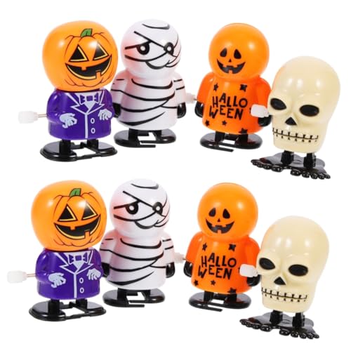 YARNOW 8 Stück Teiliges Halloween Aufziehspielzeug mit Kürbis Skelett Mumie Lustige Mechanische Figuren aus Sicherem Batteriefrei für Kinderpartys und Festdekoration von YARNOW