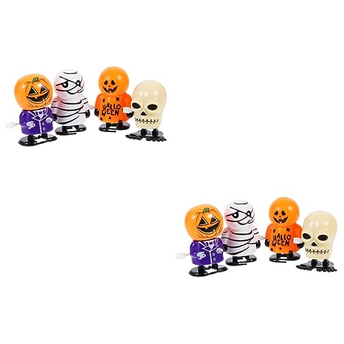 YARNOW 8 Stück Teiliges Halloween Aufziehspielzeug mit Lauf und Springfunktion Bunte Figuren Wie Skelett Kürbis Mumie Kompakt und Leicht für Partyspaß und Scherzartikel von YARNOW
