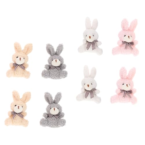 YARNOW 8 Stück Teiliges Plüsch Hase Schlüsselanhänger mit Schleife Weiche Kaninchen Anhänger Rosa Weiß und Braun Charmante Dekoration für Taschen und von YARNOW