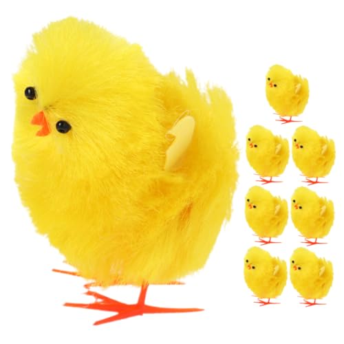 YARNOW 8 Stück Teiliges Plüschküken Set Flauschige Osterdekoration Weiche Gefüllte Mini Küken Niedliche Osterdeko für Zuhause Büro Party und Bastelbedarf von YARNOW