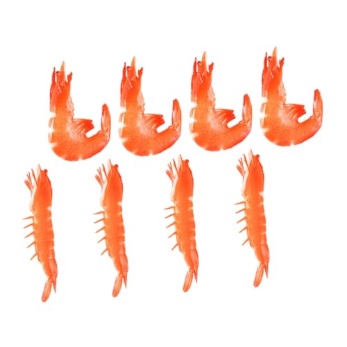 YARNOW 8 Stück Teiliges Realistisch Gestaltetes Garnelenmodell aus Robustem PVC Detailgetreue Nachbildung Gekochter Shrimps für Küchen und Partydekoration Fotorequisiten Fenster und von YARNOW