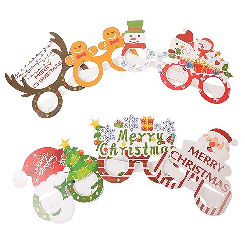 YARNOW 8 Stück Teiliges Weihnachts Papierbrillen mit Kreativen Designs Einfach zu Tragen Verarbeitung Festliche Party Deko für Weihnachten als für Familie und Freunde von YARNOW