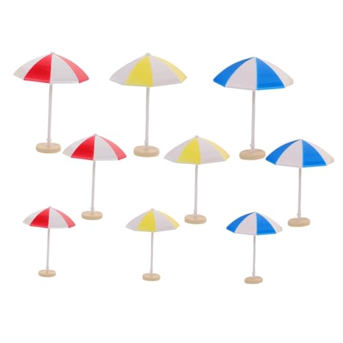 YARNOW 9 Stück Teiliges Mini Sonnenschirm Miniatur Stranddeko aus Robustem Kunststoff Vielseitige Klein Mittel Groß für Puppenhaus Feengarten und Sandtisch Landschaftsdeko von YARNOW