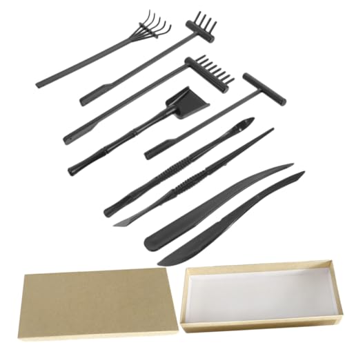 YARNOW 9 Stück Teiliges Mini Zen Garten Rechen Set aus Leichtem Kunststoff Filigrane Miniatur Accessoires für Sandtisch Dekoration Vielseitig für Meditation Farm Landschaftsbau von YARNOW
