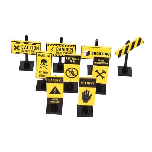 YARNOW 9 Stück Warnschild- Mini-Warnschild-Dekoration Miniatur-Warnschild Mini-Puppenhaus-Zubehör Straßenschilder-Ornamente Miniatur-Straßenhandwerk Abs von YARNOW
