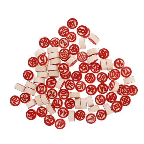 YARNOW 90Stücke Holz Zahlenschachspiel Doppelseitige Schachfiguren für Logische Spiele Partyspiele und Mehr aus Hochwertigem Holz Lebendige Rote Farbe von YARNOW