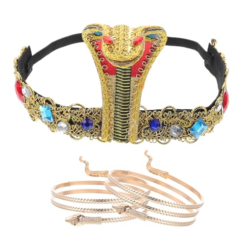 YARNOW Ägyptisches Teiliges Schlangen Stirnband und Armreif Dekorative Haarschmuck Accessoires für Damen Geeignet für Halloween Fasching und Kostümpartys von YARNOW
