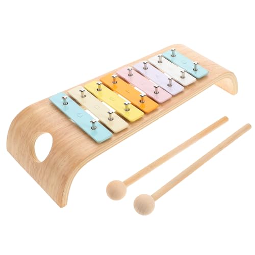 YARNOW Aluminiumklavier mit acht Tönen Kleinkindmusikspielzeug Xylophon- Musikinstrumente Spielzeugglockenspiele Kleinkind Percussion Schlagzeug mit 8-Noten-Platte hölzern von YARNOW