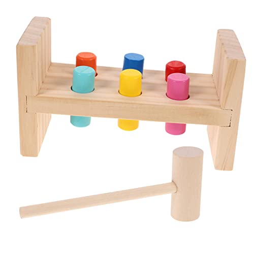 YARNOW Buntes Holzspielzeug Kognitives Klopfspiel mit Uhr Fördert Hand Auge Koordination Zeitverständnis für Spielzimmer Zubehör von YARNOW