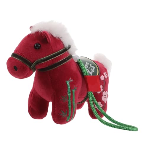 YARNOW Chinesische Pferdefigur Plüschanhänger Jahr Glücksmaskottchen Weiches Stofftier Schmuck für Auto Rucksack Tasche Vielseitiger Tragbarer Glücksbringer und Dekoration von YARNOW
