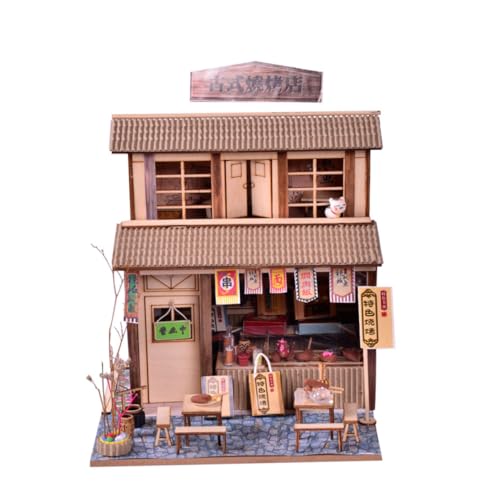 YARNOW DIY Miniaturhaus Chinesisches Retro Barbecue Shop Puzzle Kit zum Selberbauen Sicheres Holzspielzeug für Kreative Bastelprojekte Fördert Lerninteresse bei Kindern von YARNOW