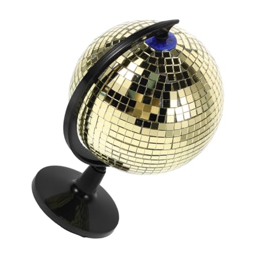 YARNOW Disco-Kugel Goldfarben Dekorativ Reflektierend mit Stabilem Sockel Kreative Tischdekoration für Büro Kinderzimmer Party und Geographieunterricht von YARNOW