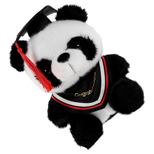 YARNOW Doktor Panda Puppe bequemes Stofftier Abschlusshut Plüschpanda Abschluss-Panda- Gefülltes Graduiertenmütze- Plüschpanda mit Abschlusskappe Baumwolle rot von YARNOW