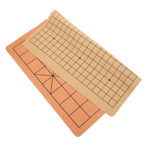 YARNOW Doppelseitiges Samtschachbrett Tragbar Schachspiel-Requisite Falten Zusammenklappbares Spielbrett Turnier Schachmatte Planke Spielzubehör Einfaches Schachbrett Kunstleder Hellbraun von YARNOW