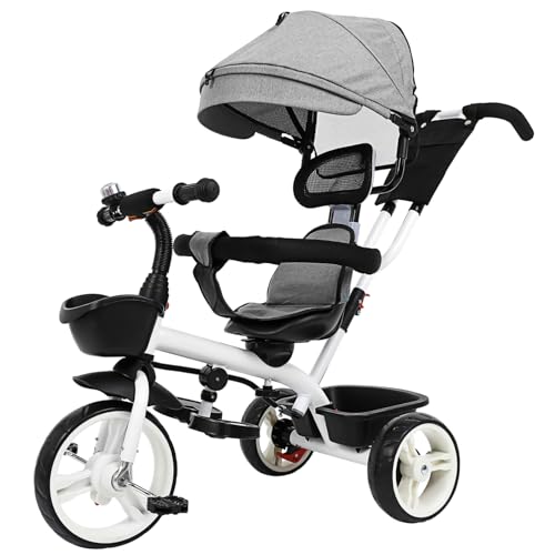 YARNOW Dreirad mit Sonnenblende Verstellbar Leichter und Stabiler Dreirad Kinderwagen für Jungen und Mädchen Komfortabel und Sicher für Outdoor Ausflüge und Reisen Stilvolles Design von YARNOW