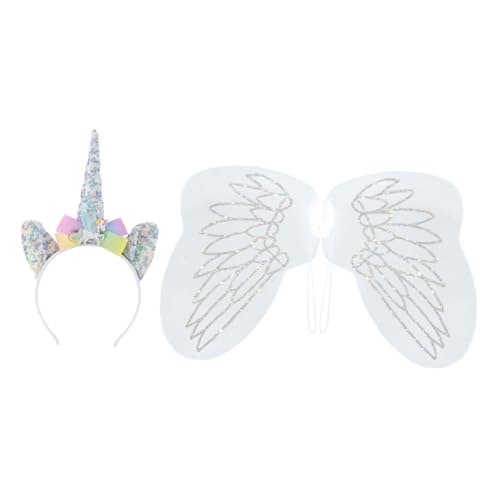YARNOW Einhorn Anziehset für Teiliges Kostüm mit Haarband Flügeln und Stirnband für Karneval Geburtstagsfeiern und Cosplay Bequeme Passform für Kreatives YARNOW Einhorn Anziehset für Teiliges Kostüm mit Haarband Flügeln und Stirnband für Karneval Geburtstagsfeiern und Cosplay Bequeme Passform für Kreatives von YARNOW