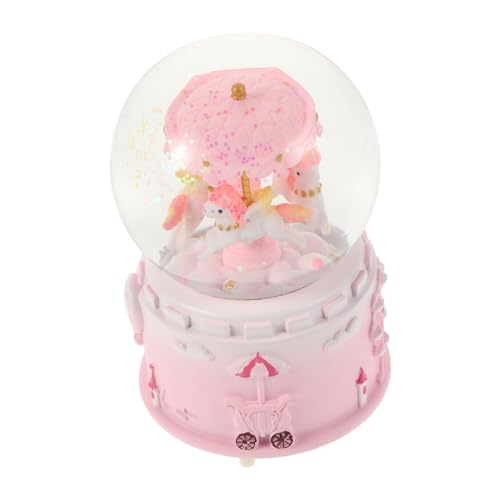 YARNOW Einhorn Spieluhr Schneekugel Mit Lichtern Für Handbetriebene Musikbox Mit Dekorativer Kristallkugel Für Weihnachten Geburtstage Und Besondere Anlässe von YARNOW