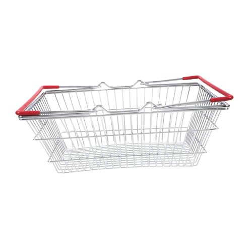 YARNOW Einkaufskorb Für Roter Metallkorb Aufbewahrungskorb Tischdekoration Supermarktkorb Spielzeugkorb Für Kaufladen Und Rollenspiele Große von YARNOW