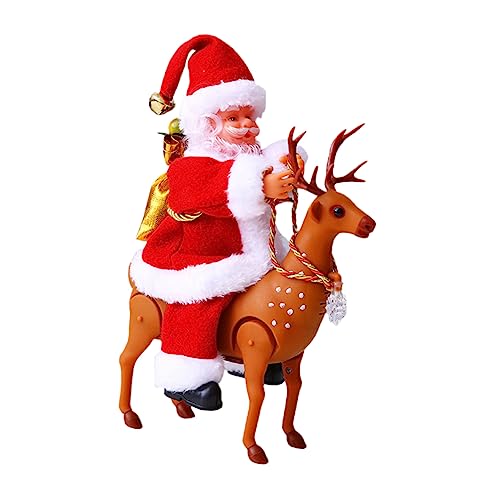 YARNOW Elektrische Weihnachtsmann Figur REH Dekoratives Batteriebetrieben Weihnachtsdeko für Party Büro Schlafzimmer Geschenkidee für Festtagsdekoration von YARNOW