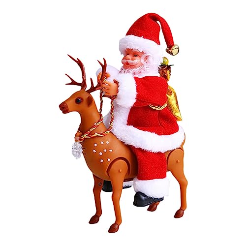 YARNOW Elektrische Weihnachtsmann Figur REH Kreative Tischdekoration für Weihnachtsfeier Batteriebetrieben Kindgerechtes Party Accessoire von YARNOW