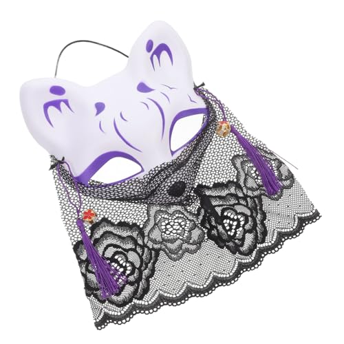 YARNOW Fuchs Maske Mit Halbem Gesicht Fuchspelz Fuchs Kostüm Für Erwachsene Fuchs Cosplay Auge Maskerademaske Fuchskostüm Led Halloween -masken Farbe Spitze Karikatur Violett Pvc von YARNOW