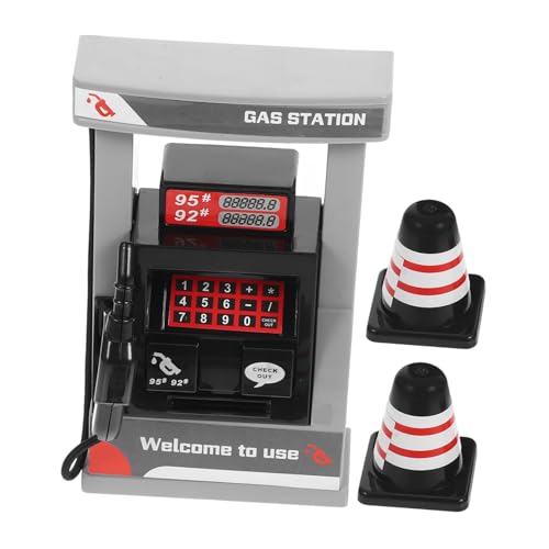 YARNOW Gasstation Modellspielzeug mit Realistischem Zapfsäulenmodell und Straßensperre Interaktives Lernspielzeug für Motorik und Vorstellungskraft von YARNOW