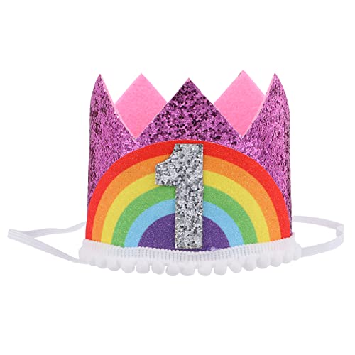 YARNOW Geburtstagskrone für Junge Mädchen Handgefertigter Haarreif mit Regenbogen Nummerndesign Stabile Trageweise für Kindergeburtstage Geeignet für Jungen und Mädchen von YARNOW