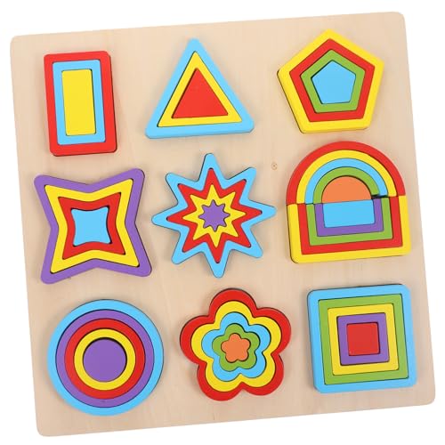 YARNOW Geometrisches Holzpuzzle für Pädagogisches zur Formenerkennung und Entwicklung von Kreativität Montessori für Kleinkinder Leicht und Tragbar Sicher und Langlebig von YARNOW