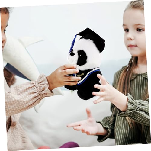 YARNOW Graduation Panda Kuscheltier mit Abschlussmütze Plüsch Pandabär für Abschlussfeier und Erwachsene Blaue Dreieckstuch Dekoration von YARNOW