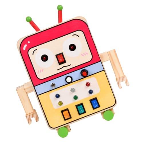 YARNOW HOL Montessori Holzspielzeug Sensory Busy Board für Kleinkinder mit Leuchtenden Tasten und Robotermotiv Fördert Logisches und Farbidentifikation YARNOW HOL Montessori Holzspielzeug Sensory Busy Board für Kleinkinder mit Leuchtenden Tasten und Robotermotiv Fördert Logisches und Farbidentifikation von YARNOW