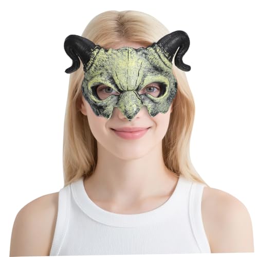 YARNOW Halbgesichts-teufelsmaske, Halloween, Geisterhafte Maske, Kostümparty, Cosplay-requisiten, Beige von YARNOW