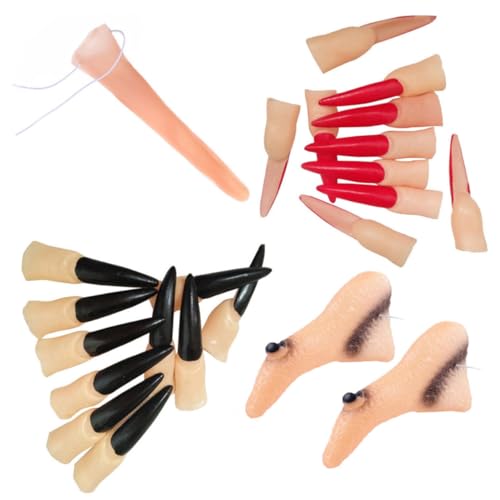 YARNOW Halloween Hexen Nasenset mit Schwarzen und Roten Fake Nägeln Lange Hexennasen und Vampirnasen Leichtes Langlebiges Kostümzubehör für Party Maskerade und Gruselige Dekorationen YARNOW Halloween Hexen Nasenset mit Schwarzen und Roten Fake Nägeln Lange Hexennasen und Vampirnasen Leichtes Langlebiges Kostümzubehör für Party Maskerade und Gruselige Dekorationen von YARNOW