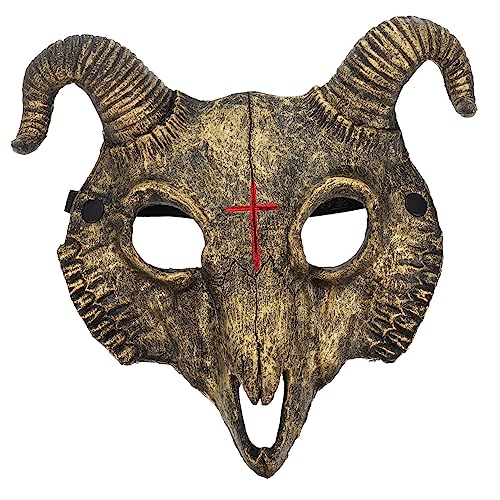 YARNOW Halloween Horror Ziegenkopf Maske PU Material Gruselige Tiergesichtsdekoration für Halloween Party Cosplay und Festtagsatmosphäre von YARNOW