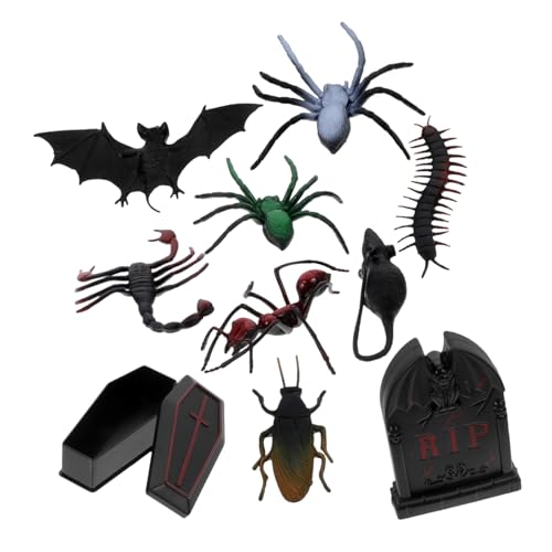 YARNOW Halloween Miniatur Deko Teiliges Grabstein und mit Halloween Tierfiguren für Gruselige Partys und Stimmungsvolle Dekoration von YARNOW
