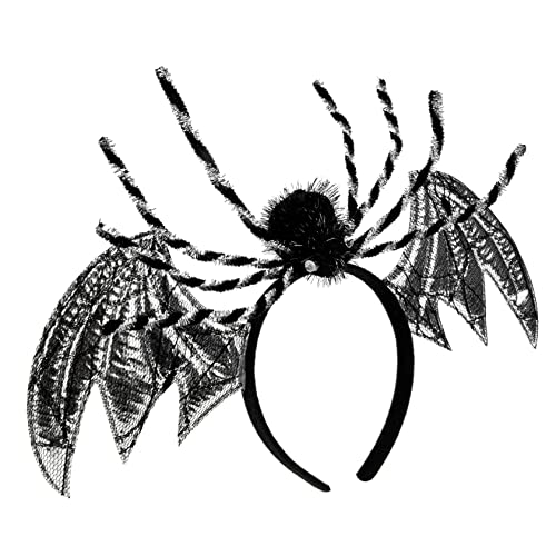 YARNOW Halloween Stirnband mit Fledermausflügel und Spinne Silbernes Halloween Party Haarreif Leichtes Bequemes Kostümzubehör und Kostümpartys Dekoratives Fotoaccessoire von YARNOW