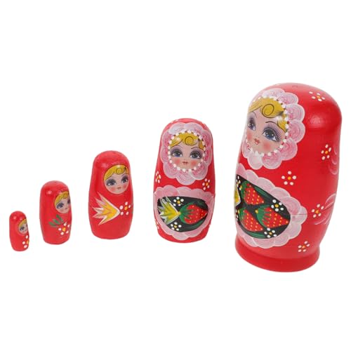 YARNOW Handbemalte Holz Matroschka Puppen Set Fünf-lagige Russische Nesting Dolls Bunte Erdbeer Mädchen Stapelspielzeug aus Robustem Holz Handgemacht Stabile Sammlerfiguren Geschenk für YARNOW Handbemalte Holz Matroschka Puppen Set Fünf-lagige Russische Nesting Dolls Bunte Erdbeer Mädchen Stapelspielzeug aus Robustem Holz Handgemacht Stabile Sammlerfiguren Geschenk für von YARNOW