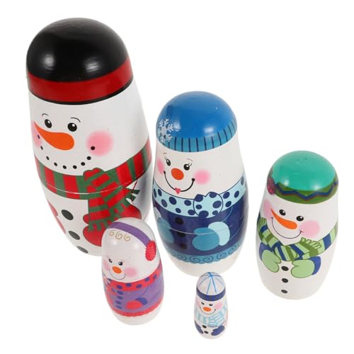 YARNOW Handgefertigtes Teiliges Holz Nistpuppen Schneemann Design Niedliche Russische Matrjoschkas Wunschpuppe Sammler von YARNOW
