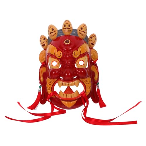 YARNOW Handgeschnitztes Festival Karneval Tibetische Oper Traditionelles Kunstwerk Bemalt Cosplay Tempelrolle Handgefertigt Asiatische Maskeradenfestivals Handbemalte Vorräte von YARNOW