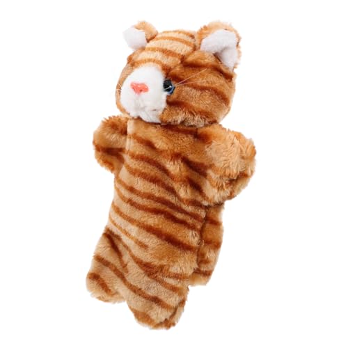 YARNOW Handpuppe Kätzchen Cartoon-Puppenspielzeug Plüschtier-Handpuppen Plüsch-Handpuppen tierische Handpuppe Plüsch Handpuppe sensorisches Katzenpuppe PP Baumwolle Khaki von YARNOW