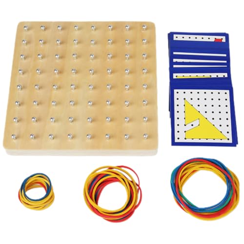 YARNOW Holz Geoboard mit Nägeln und Gummibändern Pädagogisches Geometrie Lernbrett für Kreatives Montessori Geometrische Formen Lernwerkzeug Mathe Lernspielzeug von YARNOW