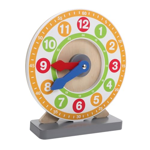 YARNOW Holz Kinderuhr Lernspielzeug Zahlen Lernuhr Analog Lernhilfe für Kleinkinder Zeitverständnis Eltern Junge Mädchen Interaktion von YARNOW
