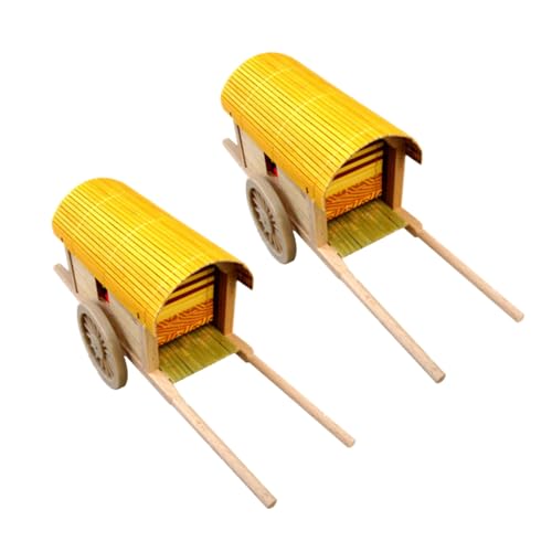 YARNOW Holz Miniatur Antikes Kutschenmodell Dekorativer Haushalts schreibtischschmuck Retro Holzkarre Geschenk für Holzhandwerksliebhaber Vintage Wohnaccessoire von YARNOW