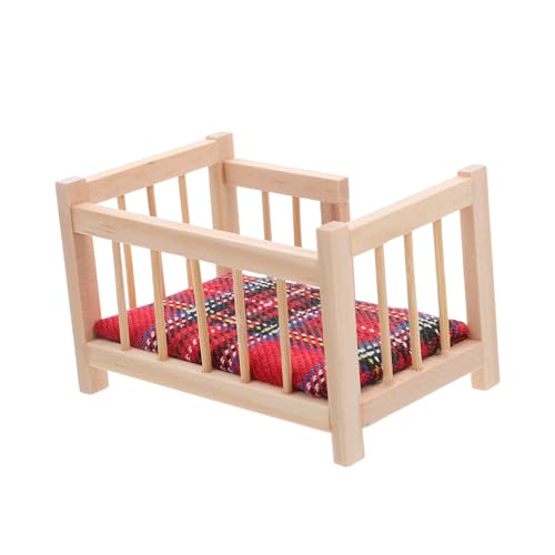 YARNOW Holz Puppenhaus Babybett mit Bettzeug Miniatur Kinderzimmer Möbel Dekoration Zubehör für Puppenhaus Sammler und Miniatur Landschaft Fotorequisiten von YARNOW